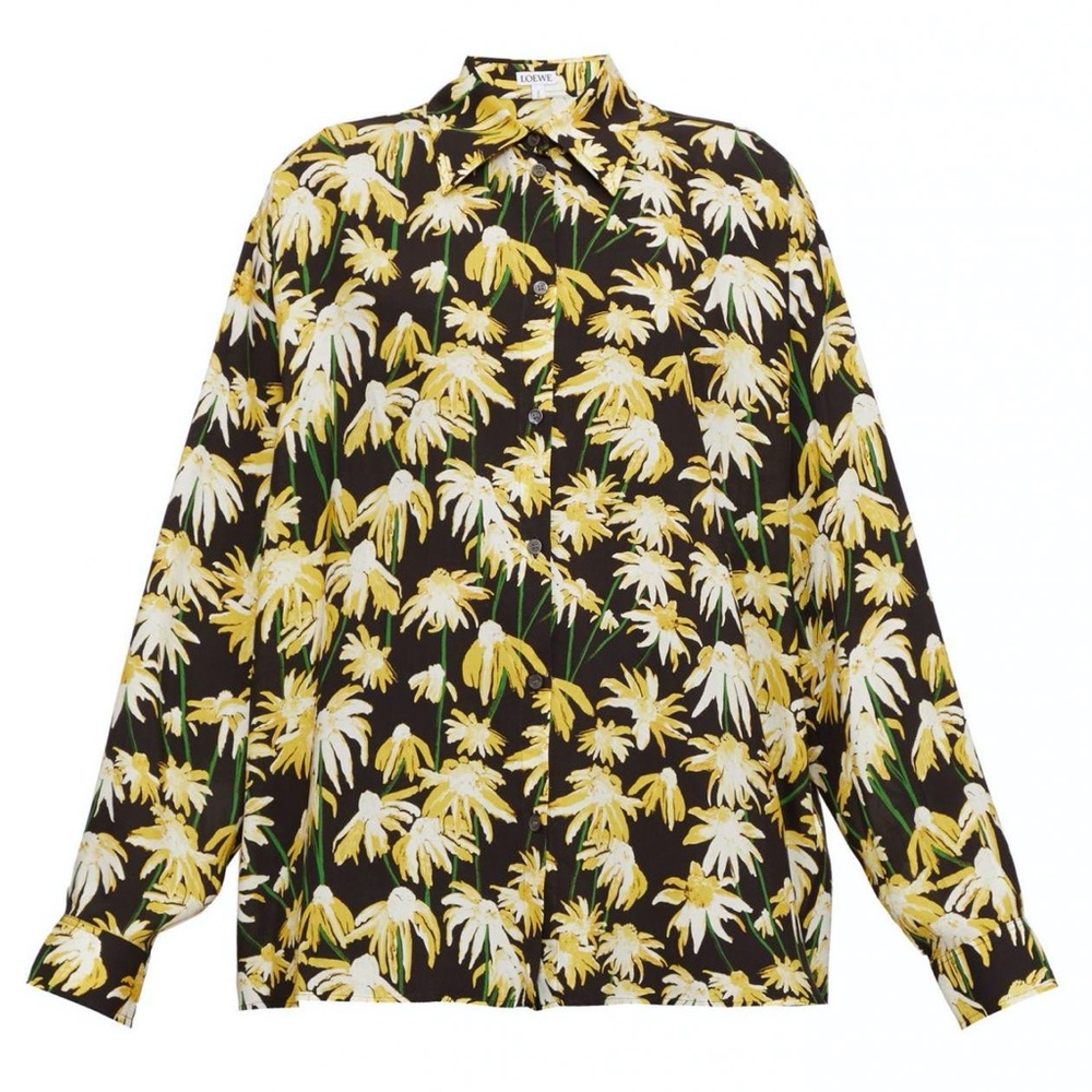LOEWE Daisy Floral Print Poplin Blouse Shirt Size FR 36 Small S